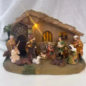 Presépio em resina com led e música 34x15x23cm