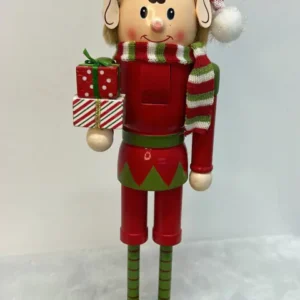 Quebra nozes duende com touca listrada 38cm