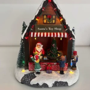 Vila de Natal Loja de Brinquedos resina com mov, som e leds