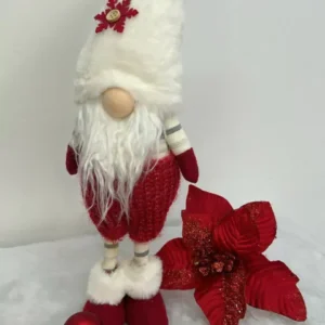 Papai Noel escandinavo verm bco com floco 33cm