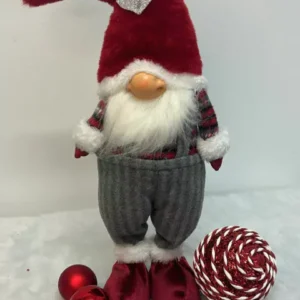 Papai Noel escandinavo com roupa xadrez e verm 35cm