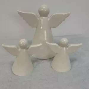 Jogo 3 anjos brancos porcelana