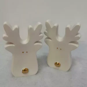 Jogo 2 renas brancas de porcelana