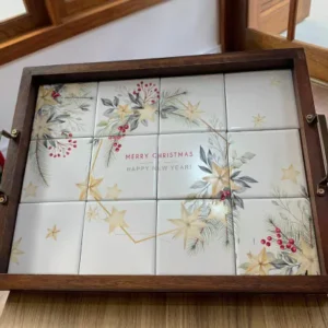 Bandeja de azulejo Estrela de Natal 43 x 33cm