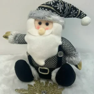 Papai Noel sentado preto e cinza 20cm