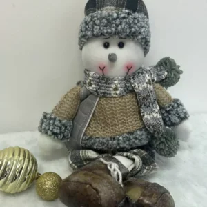 Boneco de neve sentado xadrez 38cm Cód .