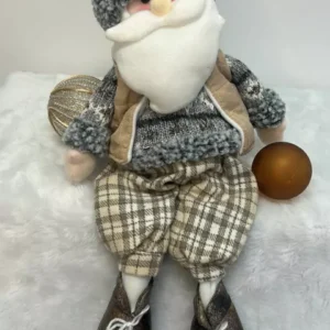 Papai Noel sentado roupa xadrez 38cm