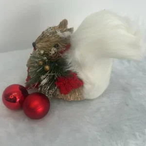 Esquilo natural com cachecol vermelho 15cm