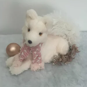 Raposa deitada cachecol rosa 16cm