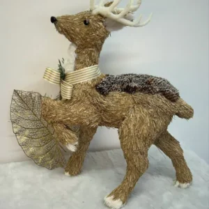 Rena natural em pé laço pinha 29cm