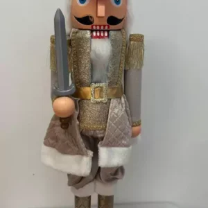 Quebra nozes dourado com espada 80cm