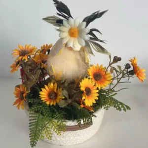 Arranjo mesa pequeno amarelo 20x20cm