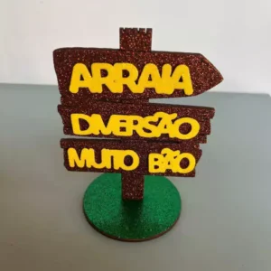 Placa madeira e EVA Arraiá 11x16cm