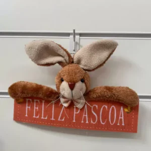 Placa feltro Feliz Páscoa rosa 22x30cm