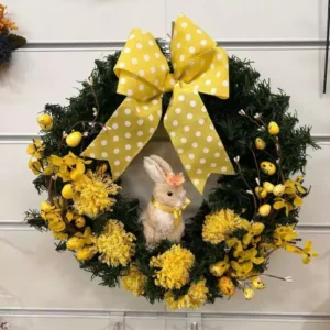 Guirlanda com coelho amarela 40cm