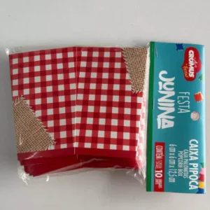 Caixa pipoca xadrez 6x6x12,5 com 10unid.