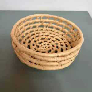Cesta redonda de palha de carnaúba 20x7cm