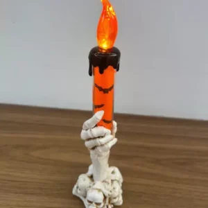 Castiçal mão assustadora laranja com led