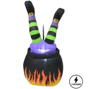 Inflável bruxa no caldeirão com led 1,20