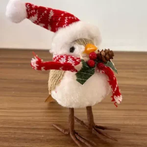 Pássaro natural com gorro 16cm