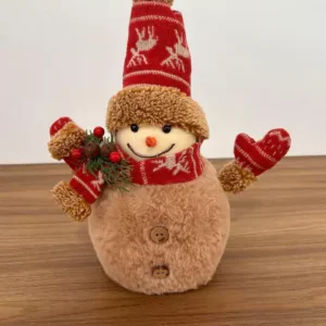 Boneco de neve bege com gorro 30cm