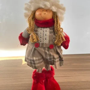 Boneca em pé verm roupa marrom 33cm