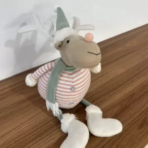 Rena sentada listrada rosa e verde 27cm