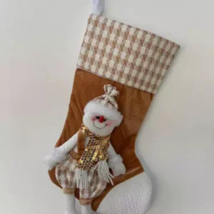 Meia Boneco Neve branco e dourado 50cm