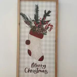 Quadro madeira Merry Christmas 30x60cm