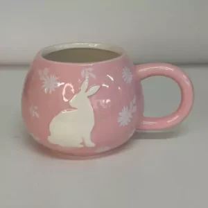 Caneca cerâmica rosa 10x17cm