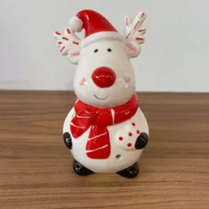 Rena de porcelana porta vela 13cm