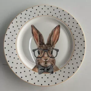 Pratos de sobremesa com coelho e poá avulsos