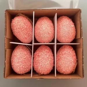 Pendente ovo cx com 6 unid rosa