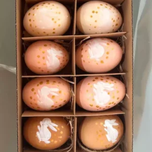 Pendente ovo caixa com 12 unid bege, rosa e marrom