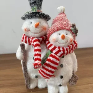 Casal Bonecos de Neve resina 20cm