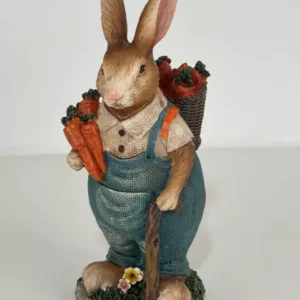 Coelho com bengala em resina 22cm