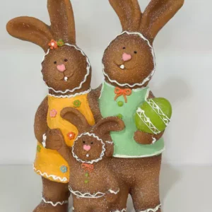 Família de coelhos em resina 44cm