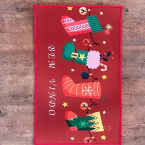 Capacho vermelho com meias 80x50cm