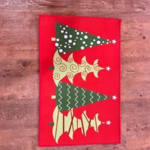 Capacho vermelho com árvores 80x50cm