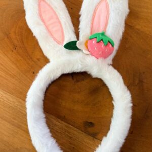 Tiara orelhas coelho branca 25x15x2cm