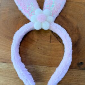 Tiara orelhas coelho rosa 25x15x2cm