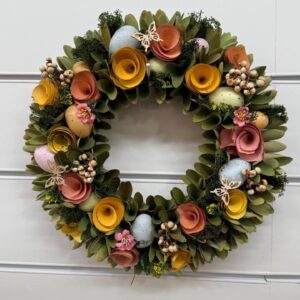 Guirlanda flores e ovos 40cm