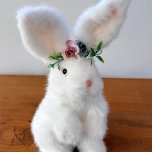 Coelha branca com flor 26,5x12x14cm