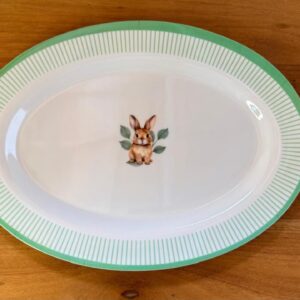 Travessa melamina oval verde listrada 35cm