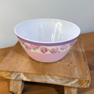 Bowl melamina lilás com flores 7x15,5cm