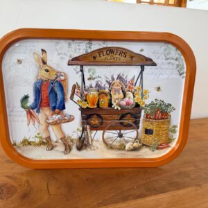 Bandeja retang metal coelho laranja 40x29cm