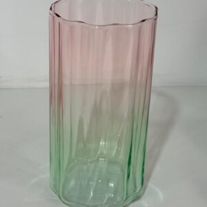 Kit 6 copos vidro degradê verde rosa 440ml 14cm