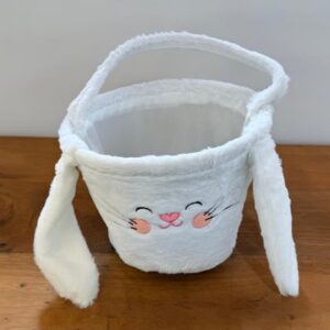 Cesta coelho branca com alça 34x25x25cm