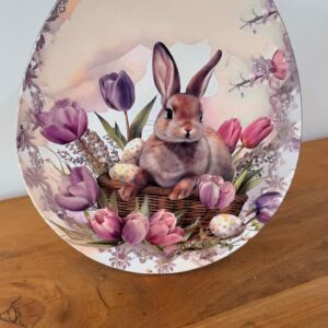 Prato oval decorativo Coelho lilás 29x35cm