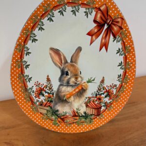 Prato oval decorativo Coelho laranja 29x35cm